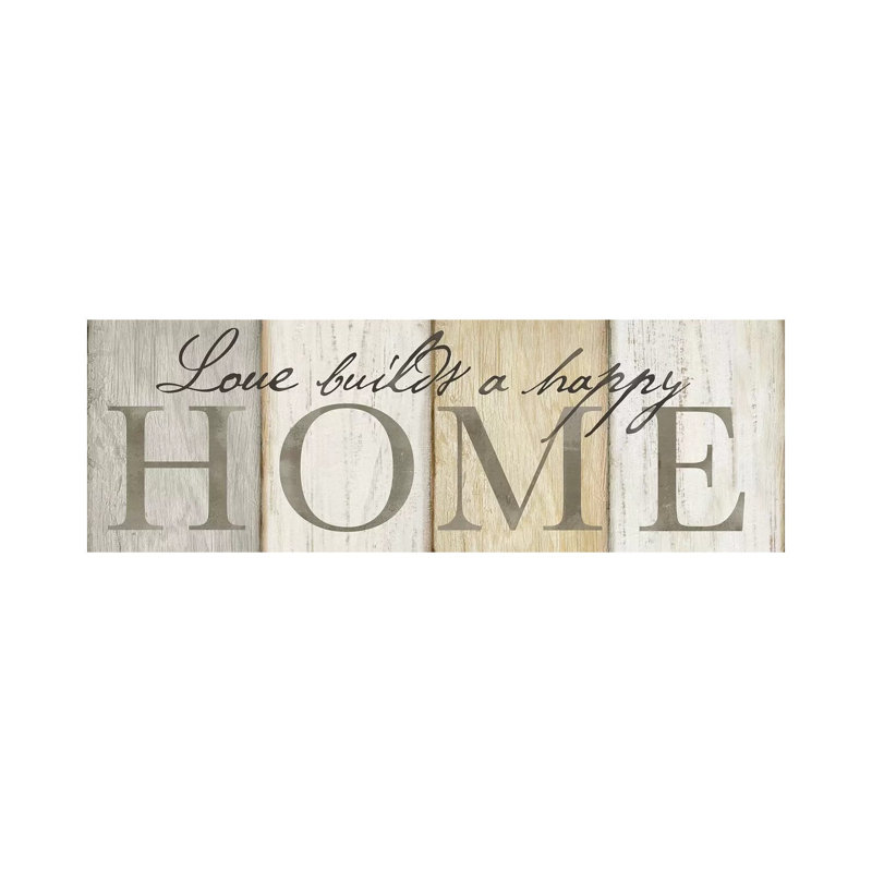 Love Builds Home Neutral Sign by Cynthia Coulter - Wrapped Canvas Panoramic Print, 30.48 cm H x 91.44 cm W x 1.91 cm D