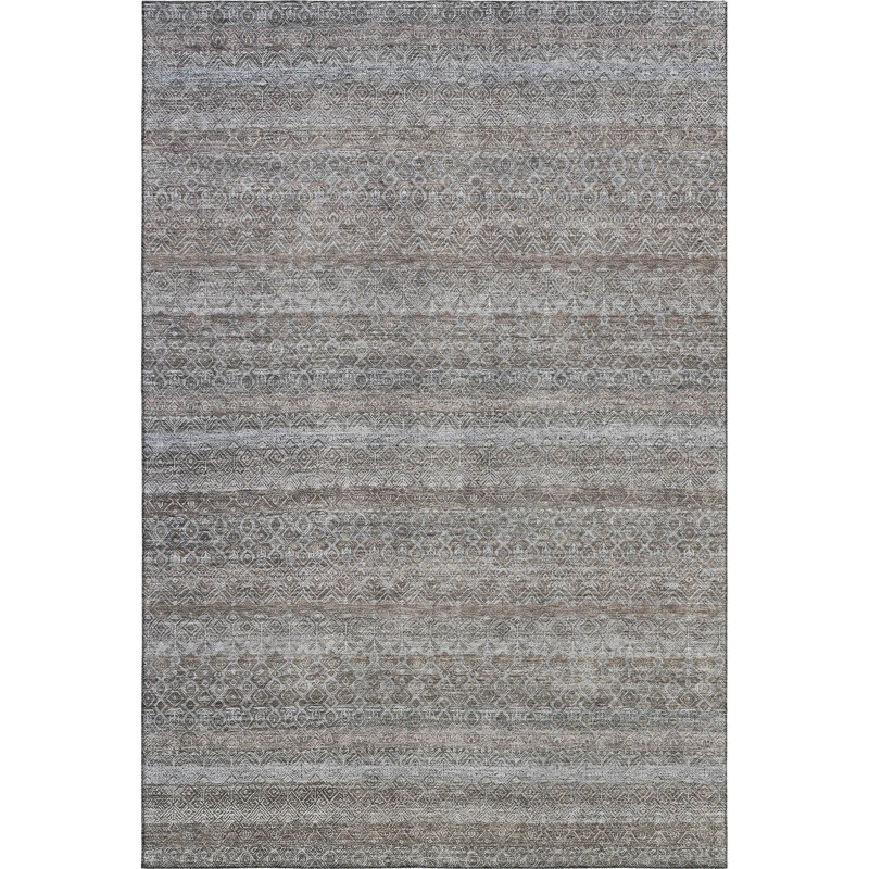 Premium Machine Washable Mayfield AMF2105 Striped Rug, 8' x 10', Brown