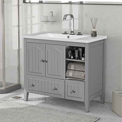 Meuble-lavabo autoportant simple avec plateau en céramique Michall