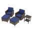 Ensemble de conversation d'extérieur 5 pièces en osier brun avec pivot courbé, table d'appoint et repose-pieds 5 pièces-667822734