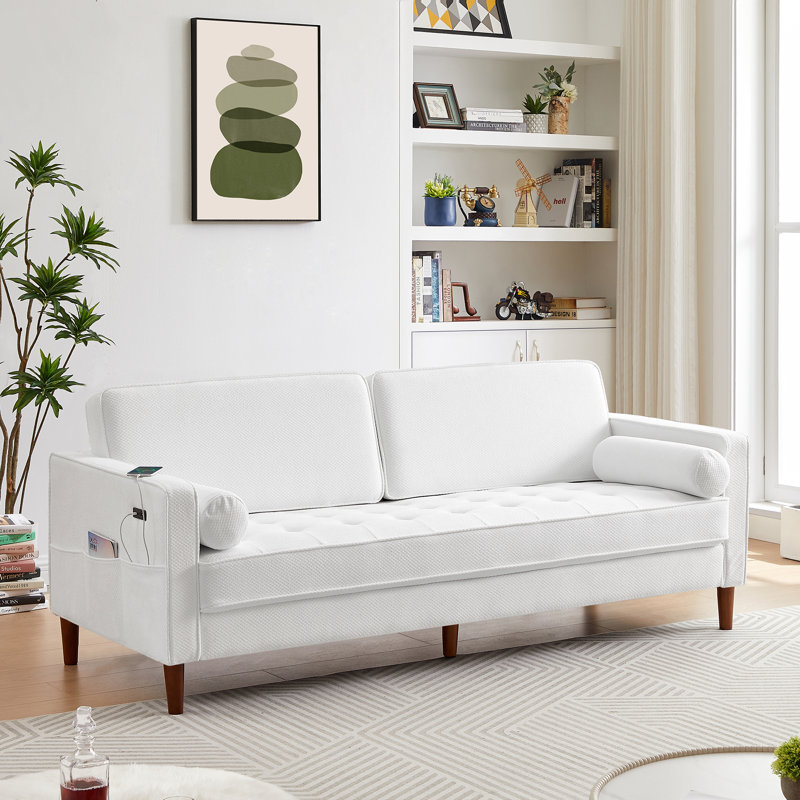 Canapé rembourré 82,5 po Khylee, Blanc