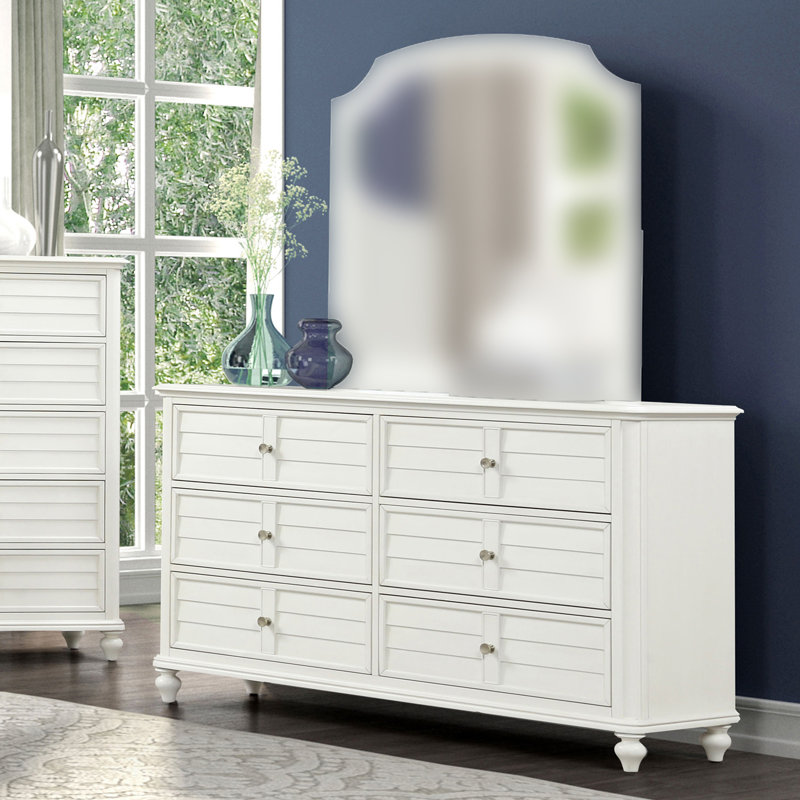 63.6" W Transitional/Coastal Dresser, Antique White