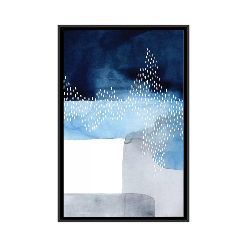 «Waterfall Abstract I», impression sur toile, H 26 po x l 18 po x P 1,5 po, Toile avec cadre flottant noir, Pas de tapis
