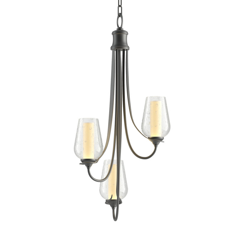 Flora 3 - Light Shaded Classic / Traditional Chandelier, Black, Opal/Seeded