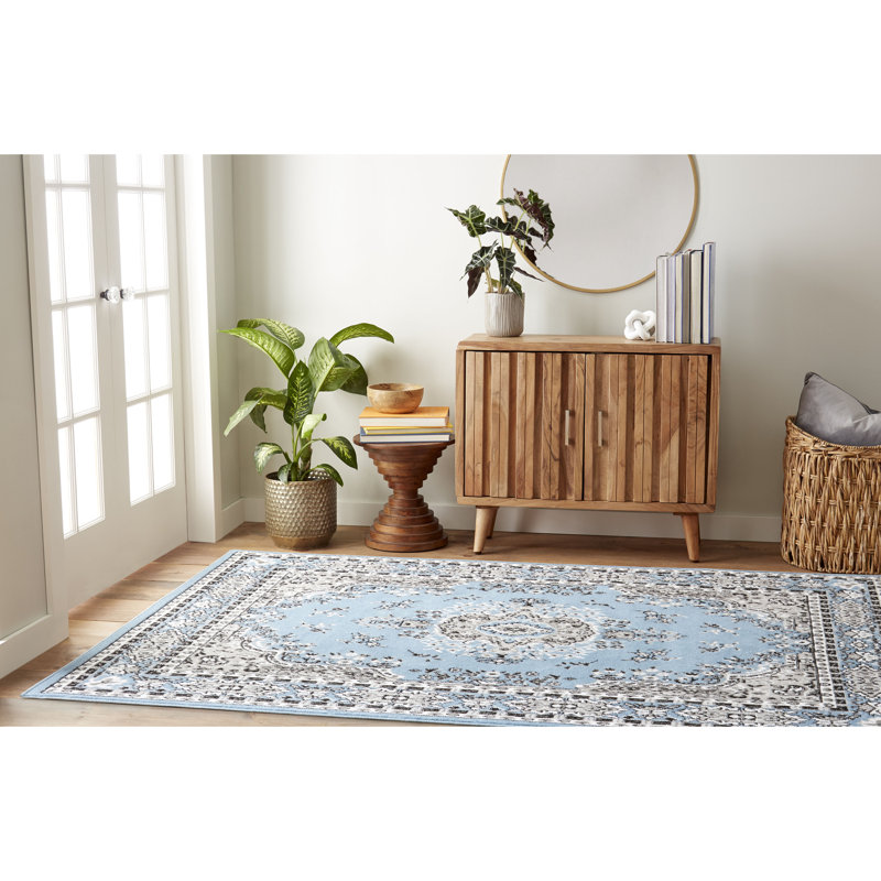 Tapis oriental bleu clair Modena, Rectangle 3 pi 7 po x 5 pi 2 po