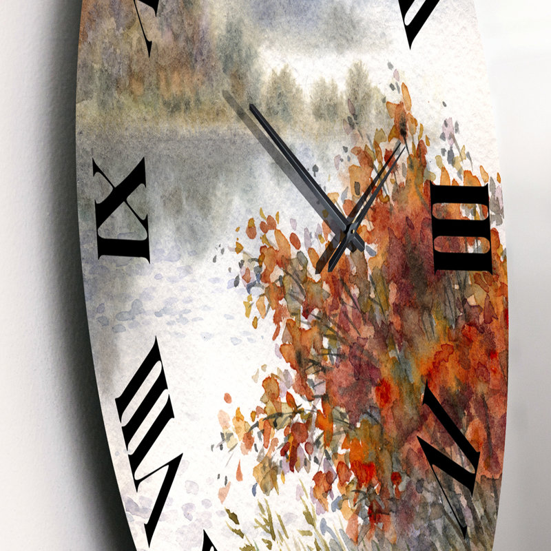 Vue du lac en automne horloge murale, Très petit