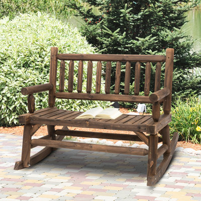 2 chaises berçantes pour l'extérieur avec apparence de bûches - robuste, siège large pour patio, cour arrière, jardin en noyer, paire de personnes, structure de patio et de mobilier à thème, siège généreux, fonction de dossier