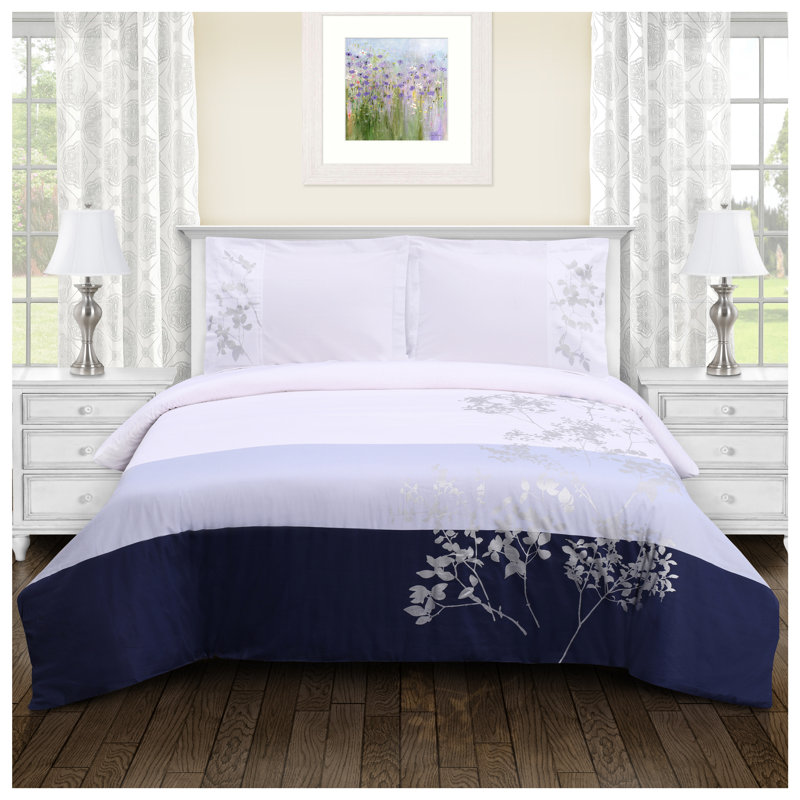  Ensemble de housse de couette 100% coton Bandera (ensemble de 3), Housse de couette très grand / très grand califo, Bleu