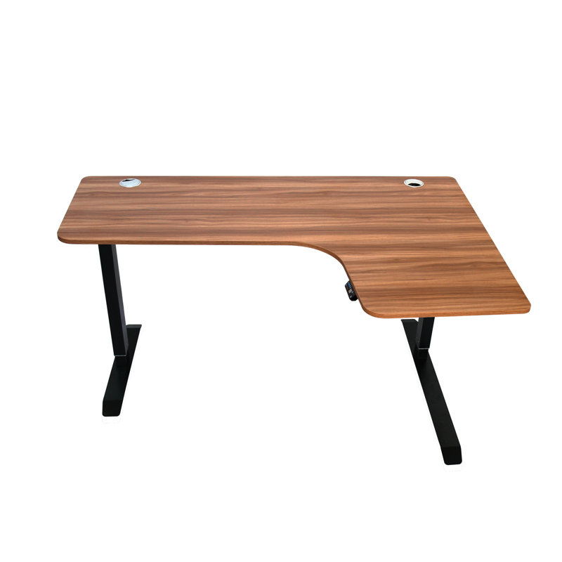 Bureau debout à hauteur réglable en L, Érable / noir