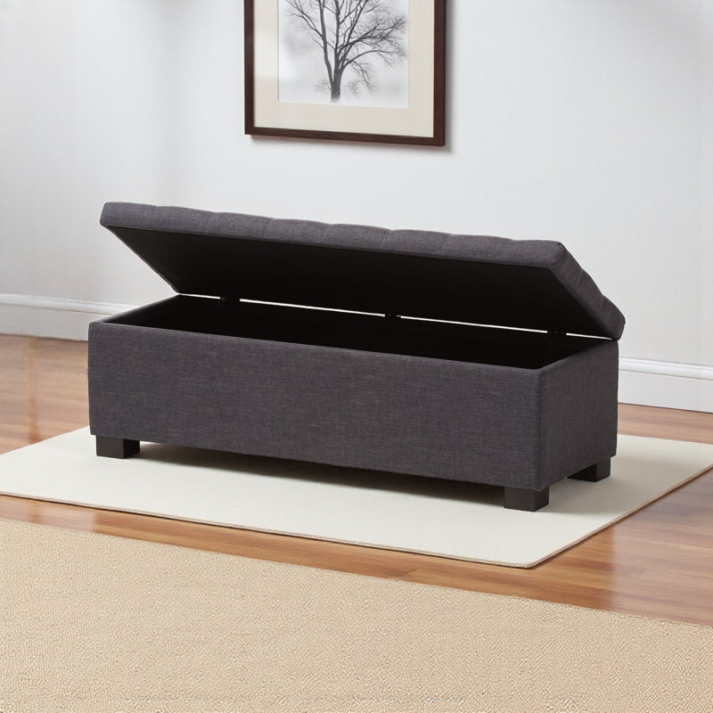 Banc de rangement rembourré Mesina, Gris foncé