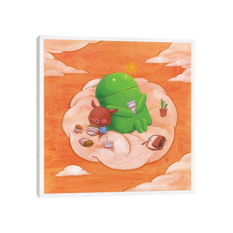 Robot Pig by Martin Hsu - Print on Canvas, White Framed, 93.98 cm H x 93.98 cm W