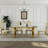 7 Piece Luxury White And Gold Dining Table Set With 6 White Leather Dining Chairs-551457632-551457646-551457641