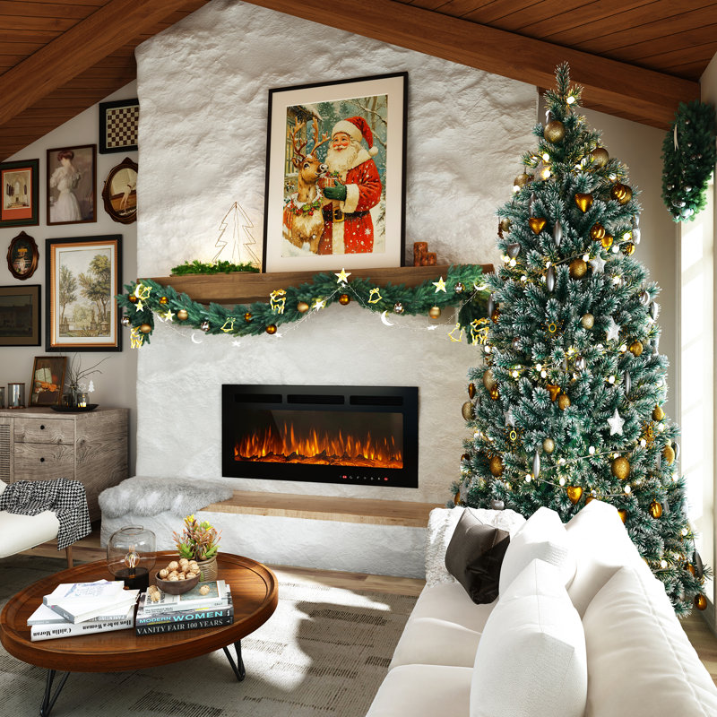 Rayva Front-Venting Recessed and Wall-Mounted Electric Fireplace , 16.54" H x 36" W x 4.33" D