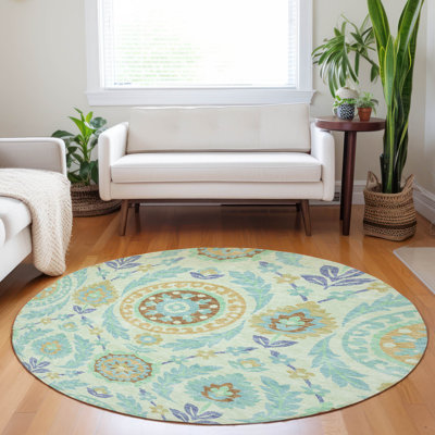 Premium Machine Washable Prisco Mint Rug