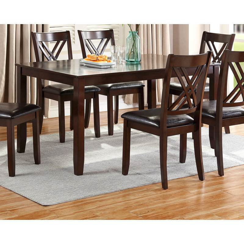 Ensemble de salle à manger 7 pièces 6 chaises d'appoint 6 chaises d'appoint à finition espresso propre