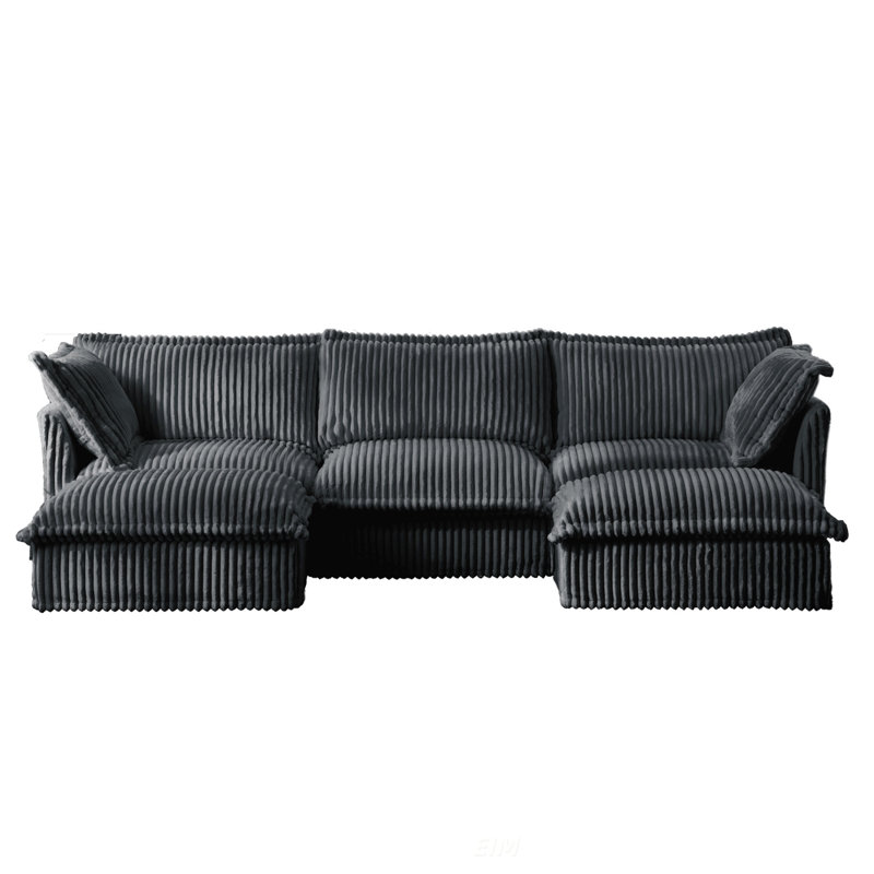 Luxury Modular Sectional Sofa Couch - Oversized U Shaped Cloud Couch For Living Room, Deep Seat Sofa With 2 Ottomans, Chenille White