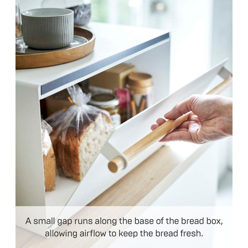White Steel and Wood Two-Tier Bread Box