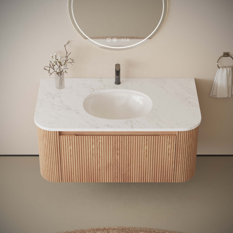 Meuble-lavabo mural 36 po avec comptoir, lavabo en céramique Arcora