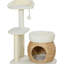 Arbre à chat 31 po avec poteaux à griffer, plateforme et deux lits confortables, velours de quenouille naturelle, convient à 1 tour pour 2 chats jusqu'à 11 lb