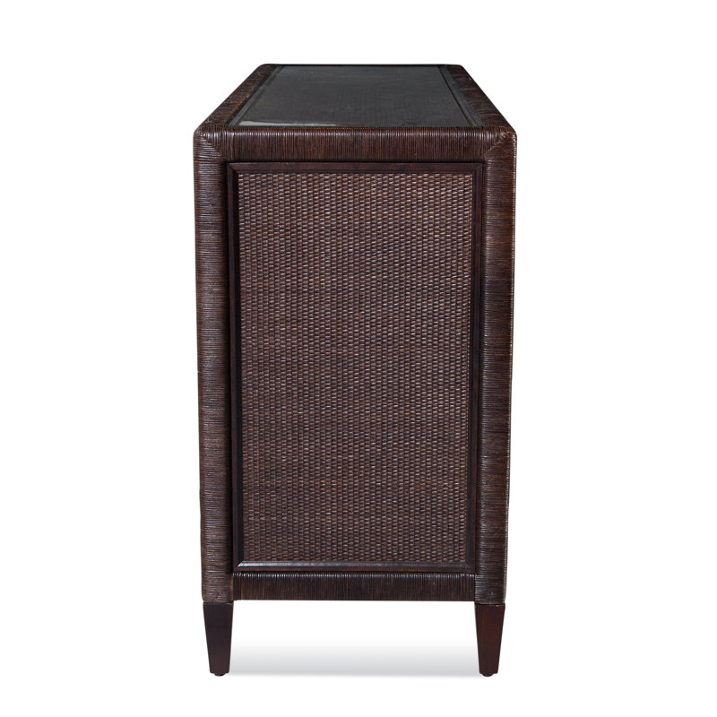 Warwick 9 Drawer Wicker Dresser, Satin Nickel, Flax