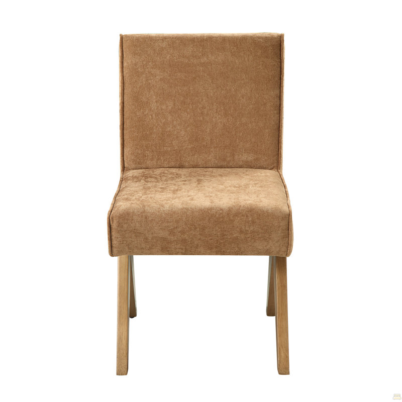Ensemble de 2 chaises d'appoint en chenille et chêne