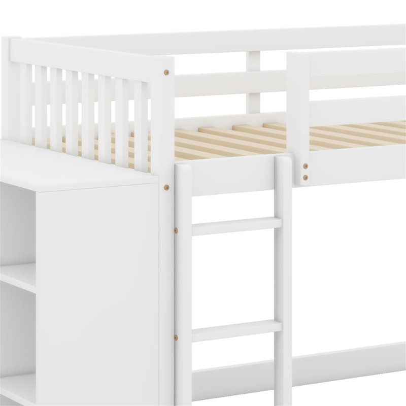 Lit superposé avec tiroirs et tablettes, Blanc