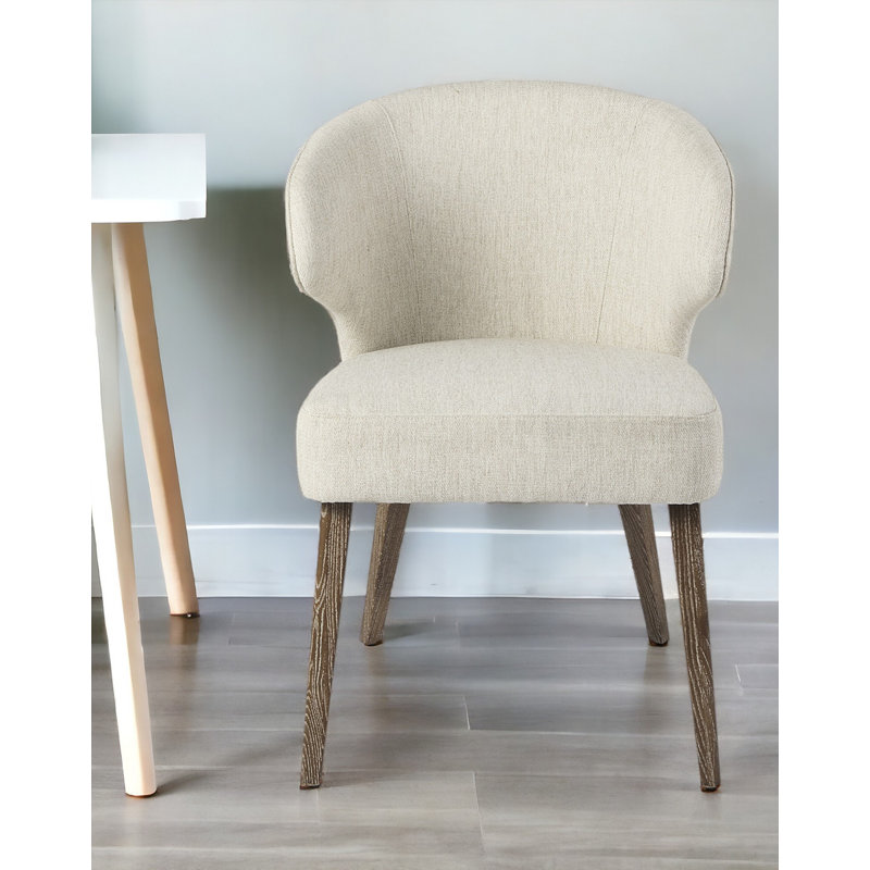 Niles Upholstered Dining Chair, Cream, Medium Brown