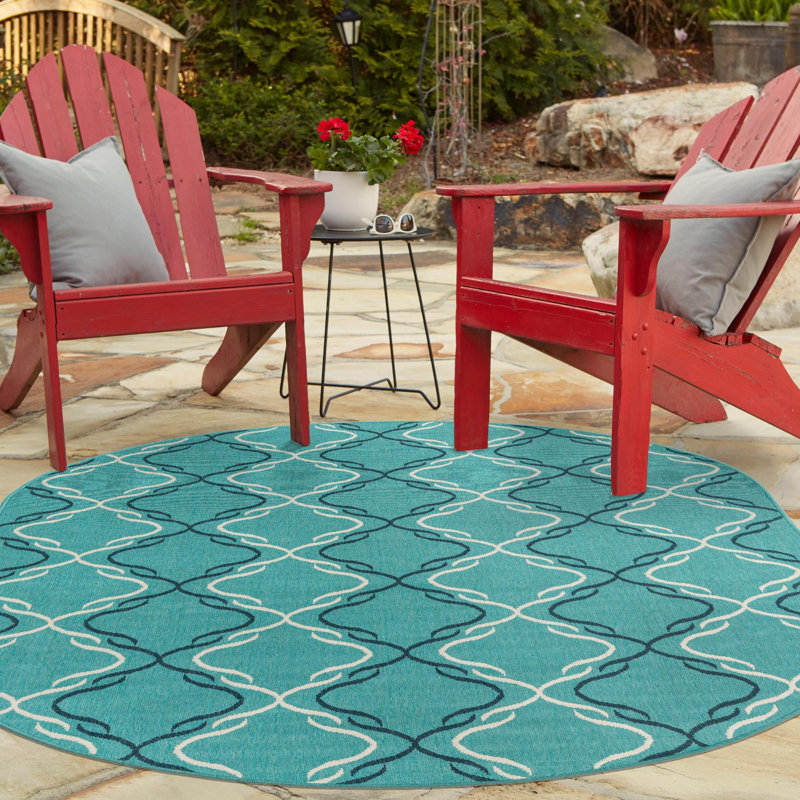 Geometric Indoor / Outdoor Rug, Oval 7'10" x 10'