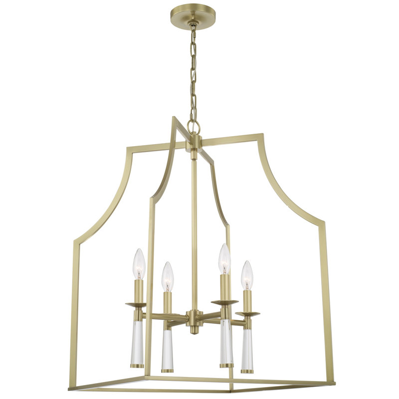Baxter 4-Light Shaded Chandelier, Aged Brass