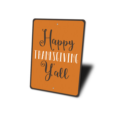 Plaque en aluminium «Happy Thanksgiving Yall»