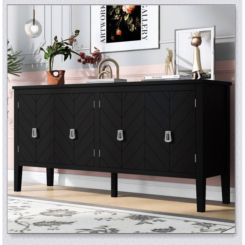 4-Door Storage Cabinet, Black