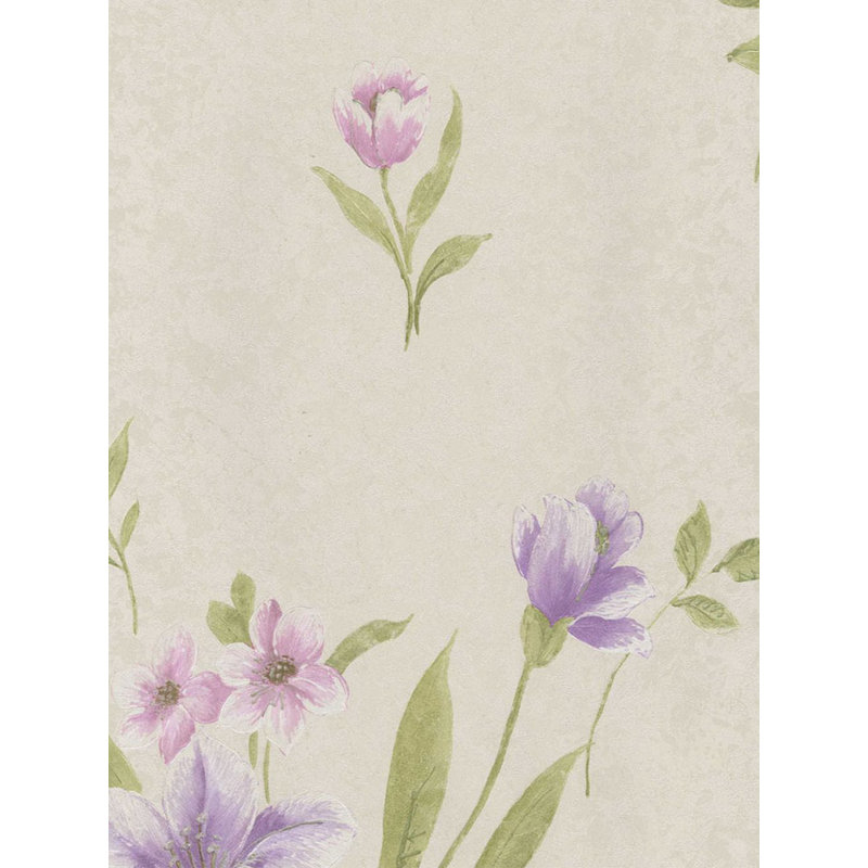 Papier peint texturé non tissé, Violet / vert / beige
