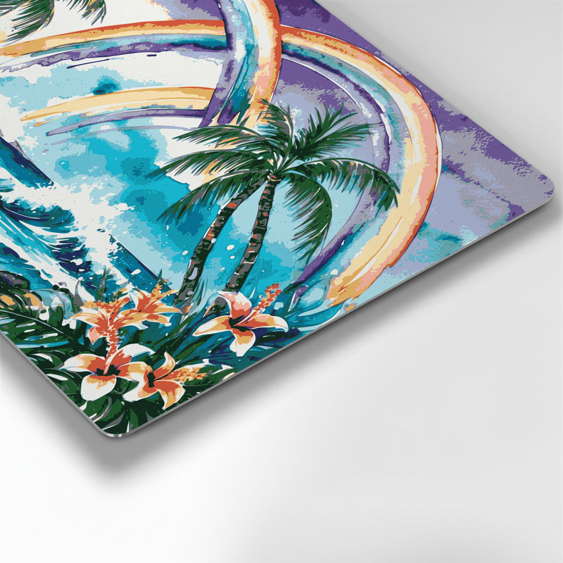 Art mural hawaïen arc-en-ciel gris en métal, H 8 po x l 10 po