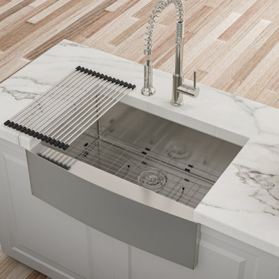 27" Sink, Stainless Steel 16G T304, 10 Inch Depth, X-Shaped Water Guide, Soundproofing, 27"X21"X10 27 Deep Kitchen Style, R10 Rounded Corner,