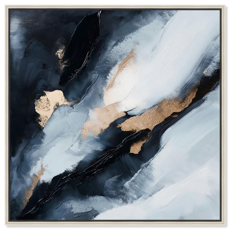 Toile «Golden Spark I» par Art Remedy, H 13 po x l 13 po, Noir, Cadre flottant