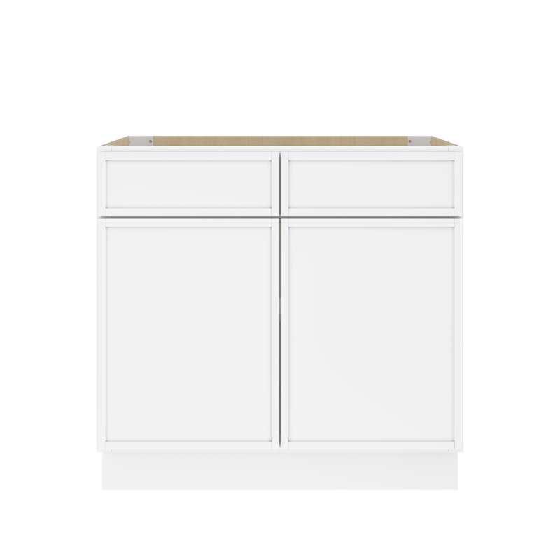 Armoire de base modulaire moderne en bouleau blanc avec structure étroite et quincaillerie à fermeture en douceur, disposition flexible pour les cuisines et espaces polyvalents