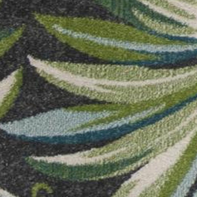 Tapis bleu sarcelle et vert 5 pi x 8 pi à feuilles botaniques