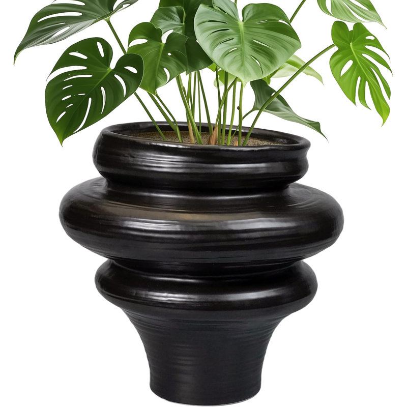 11" Black Ceramic Bonsai Planter