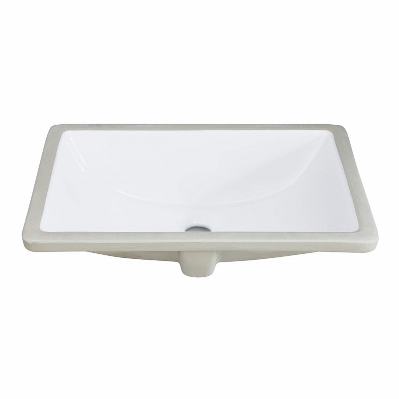 Lavabo de salle de bain rectangulaire encastré avec trop-plein