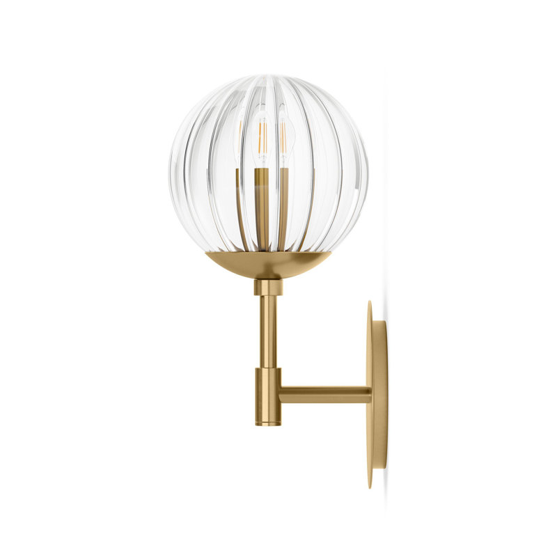 Sunset 1 - Light Armed Sconce, Burnished Brass, Clear