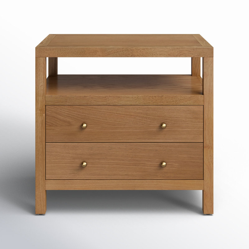 Nora 2-Drawer Wide Nightstand, Antique Coffee