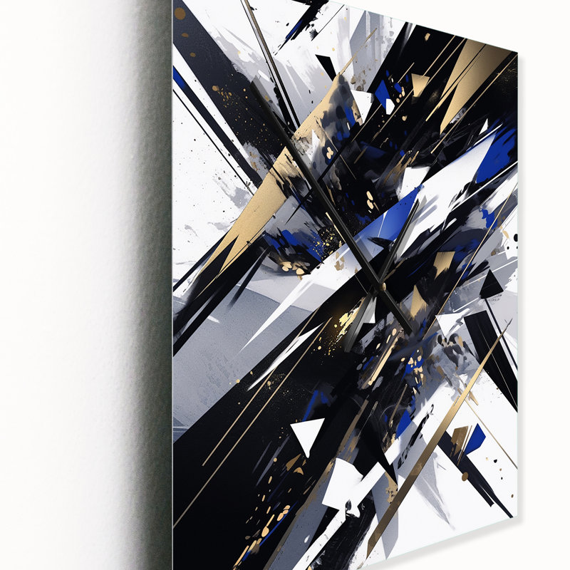 Horloge murale cubiste noire et blanche, Petit
