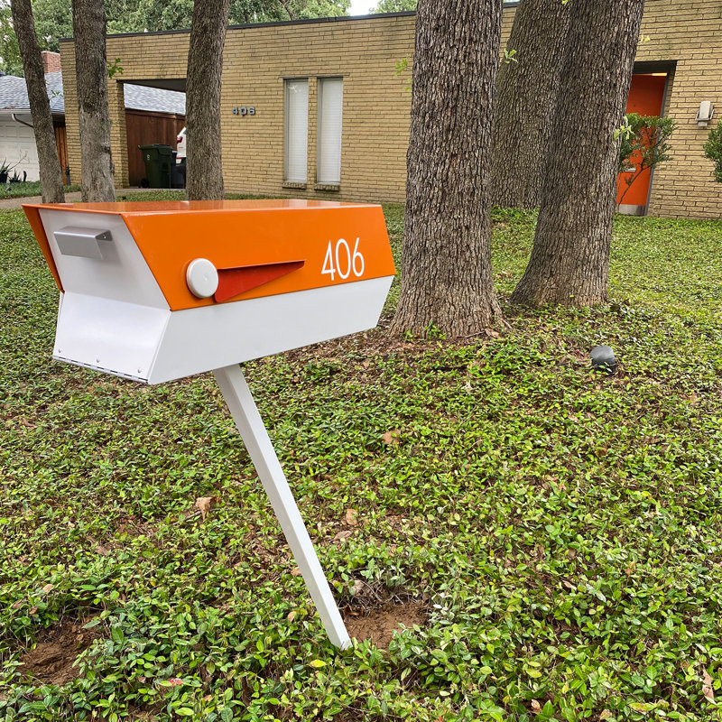 Boîte aux lettres moderne 2 tons, Blanc / citrouille (orange)