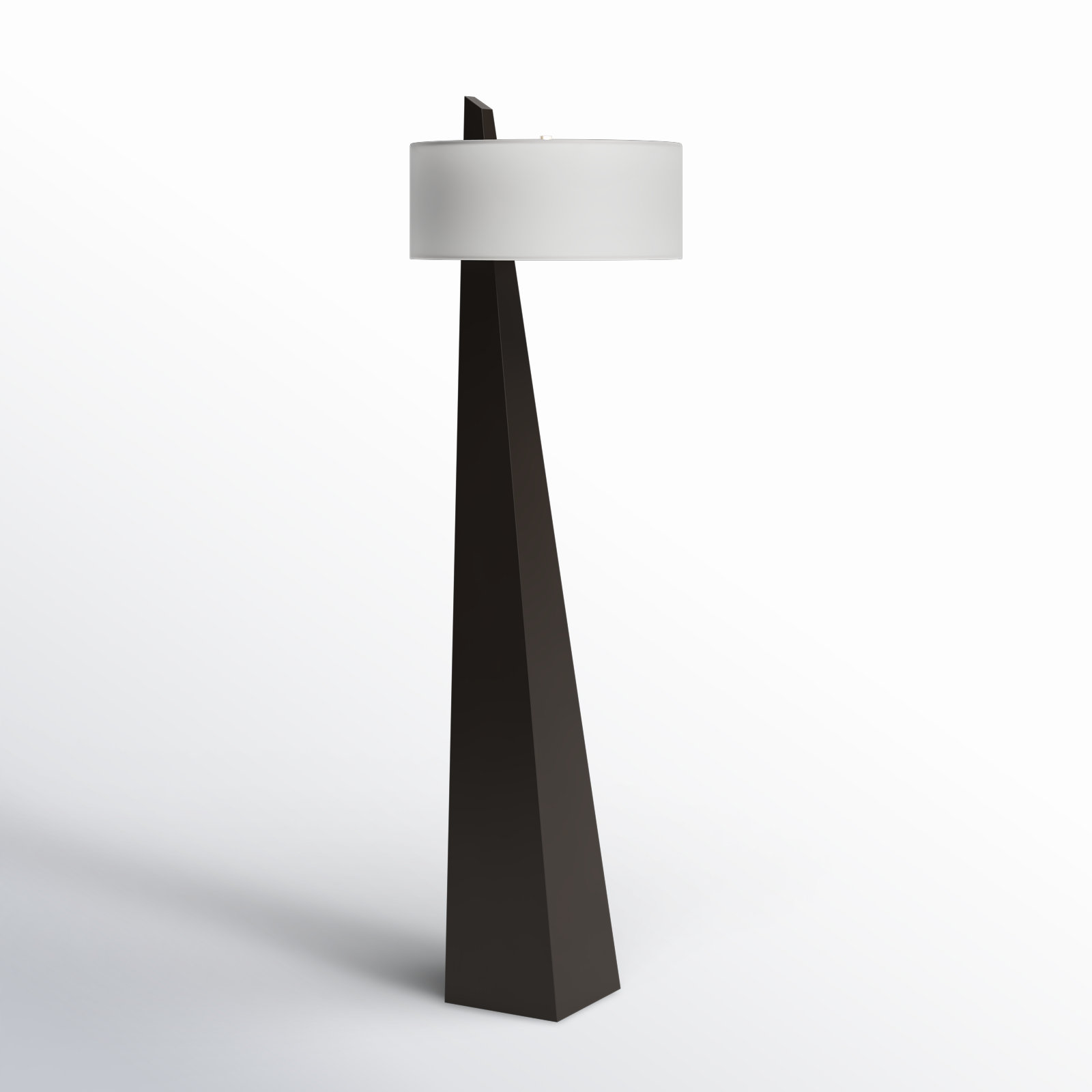 Obelisk 63" Linen Floor Lamp, Walnut Wood