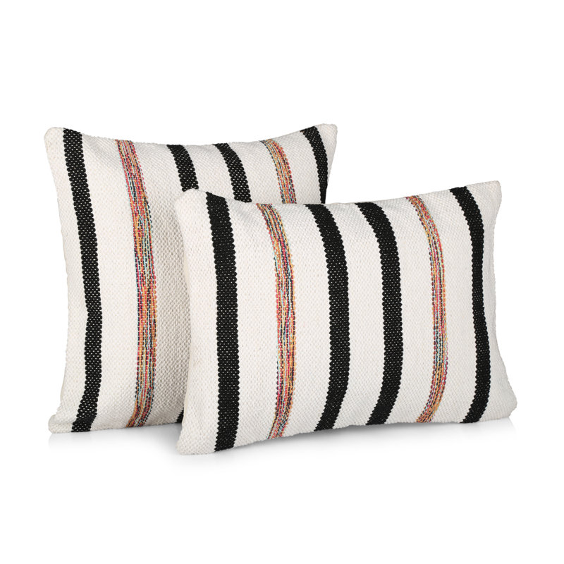 Chanhassen Striped Cushion Cover, Black/White/Maroon