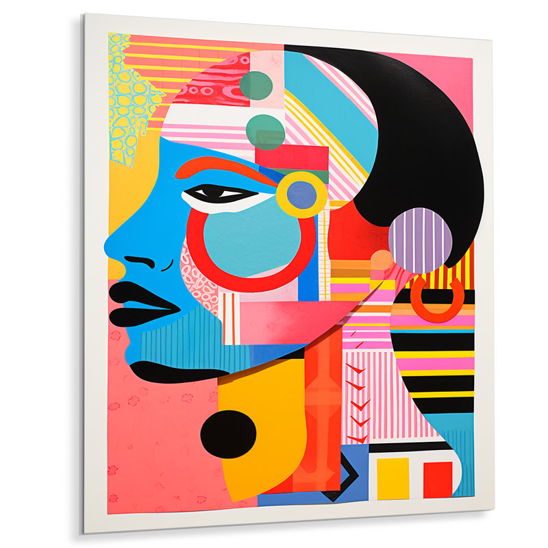 «Afro American Colorful Retro Collage I - Abstract Portraits», art mural, Métal métal, H 40 po x l 30 po x P 1,5 po