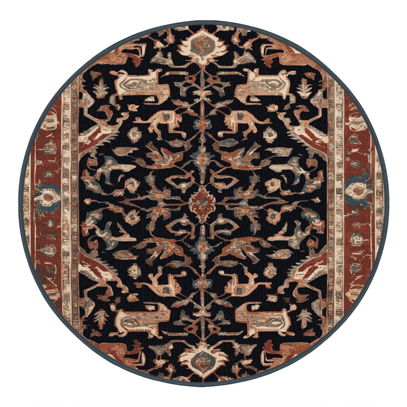 Tapis brun lavable à la machine, Rond 6 pi