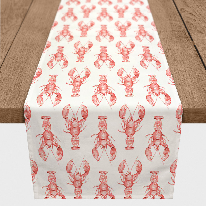 Chemin de table baleines Mckinley, L 90 po x l 16 po, Corail, Eller géométrique