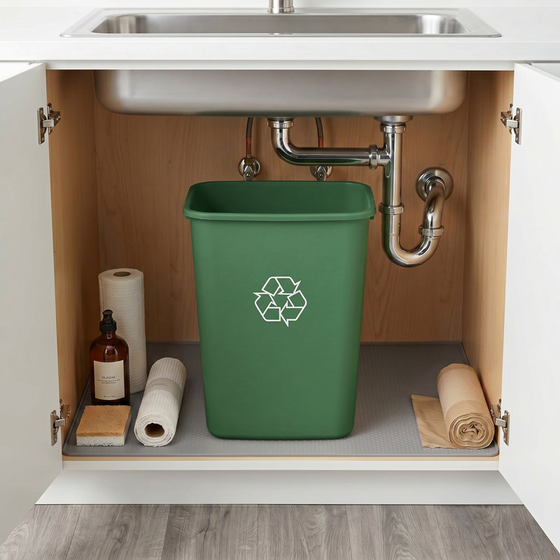 Plastic Commercial Trash Can, Green