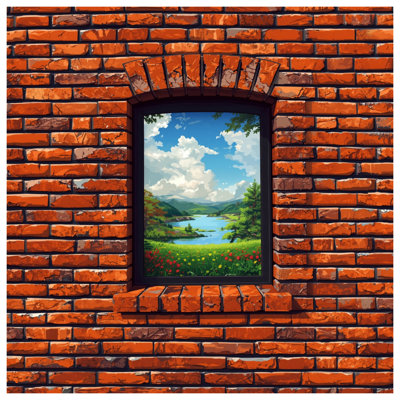 Window Brick Wall Wall Tapestry - Window Wall Decor
